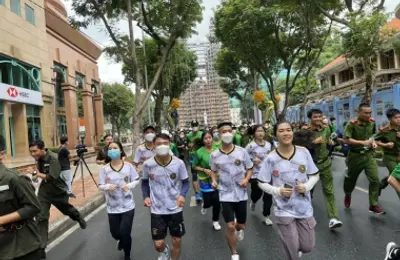 Sinh viên Trường Đại học CSND tham gia Ngày chạy Olympic Vì sức khỏe toàn dân